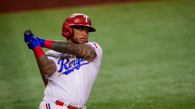 Rangers DH Willie Calhoun takes a swing. (2022)